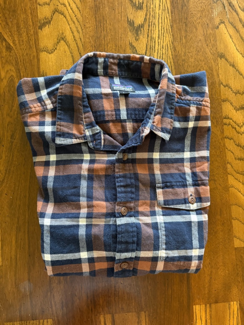 Patagonia Men's Plaid Button-Down Shirt - Navy & Brown